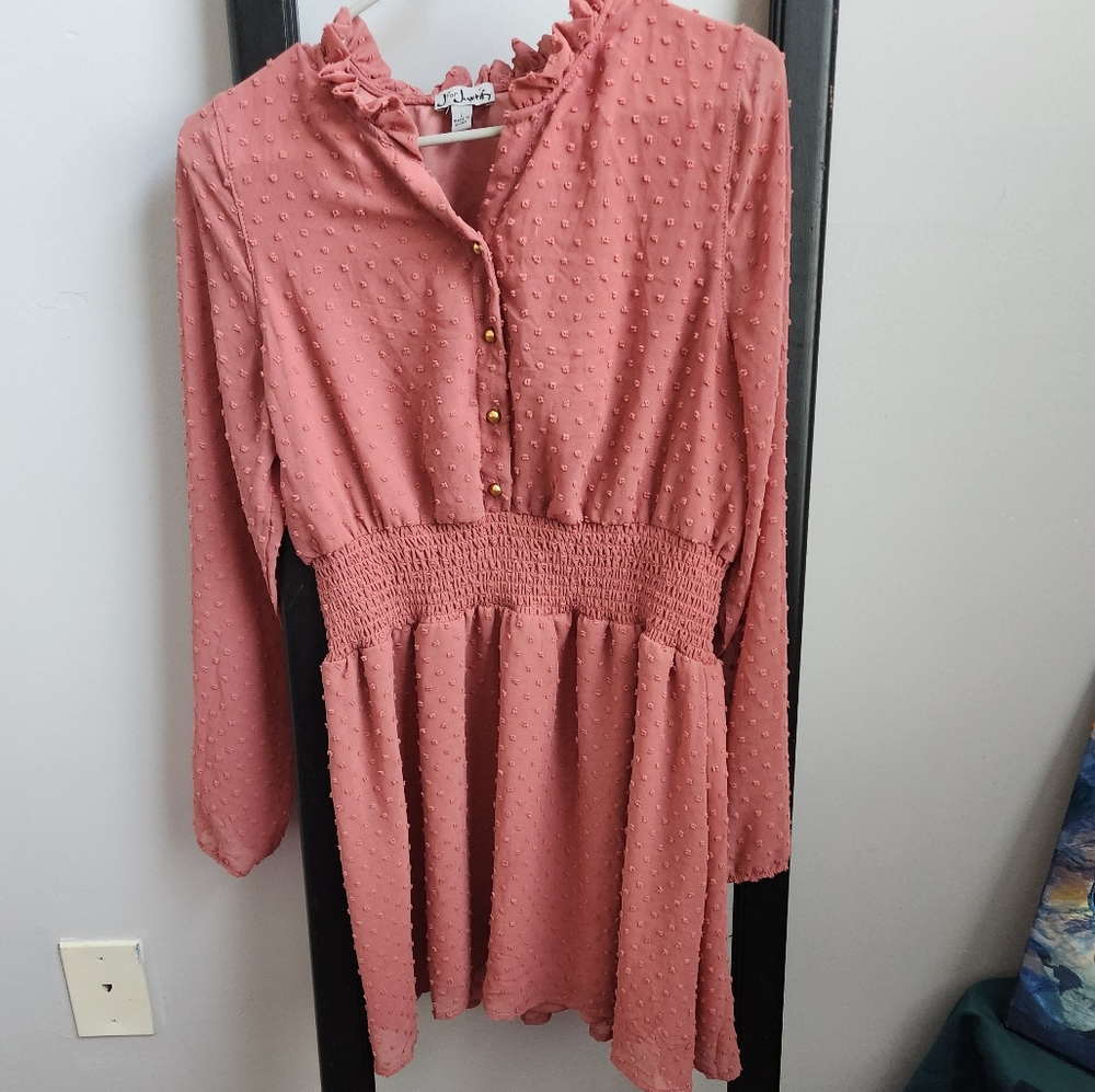 J for Justify-Women pink mauve valentine's day dress spring midi dress in Large